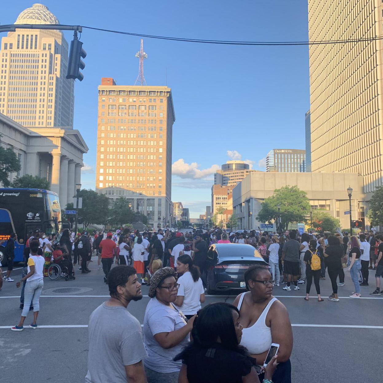 Protesters gathered in downtown Louisville demanding justice after death of Breonna Taylor